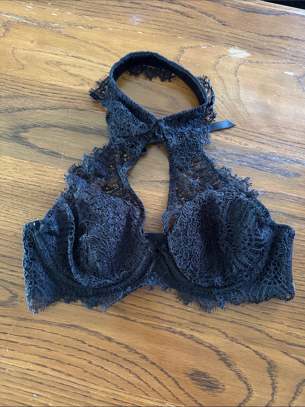 Victoria's Secret Black Lace Halter Underwire Bra